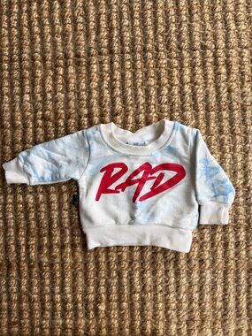 Olive + Scout - RAD Tie-Dye Crewneck Sweatshirt - Blue & White - Size 0-3 months